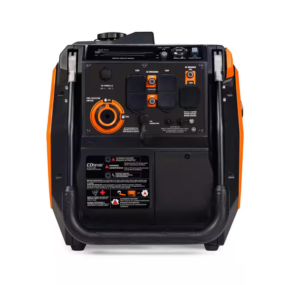 3600 / 3000-Watt Dual Fuel Electric Switch Gasoline / Propane Inverter Portable Generator with Cosense-Iq3600 DF