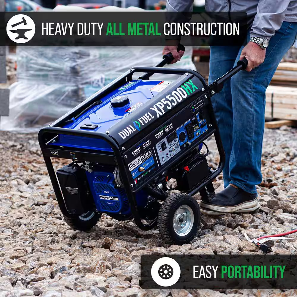 5500/4500-Watt Dual Fuel Electric Start Gasoline/Propane Portable Generator with CO Alert Shutdown Sensor