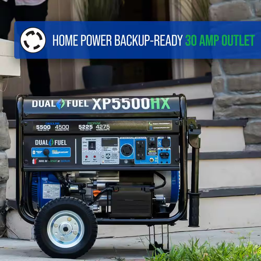 5500/4500-Watt Dual Fuel Electric Start Gasoline/Propane Portable Generator with CO Alert Shutdown Sensor
