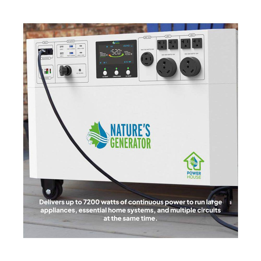 Powerhouse Gold plus 7,200-Watt Electric Switch Solar Generator with (4) 410W Panels and Wheels