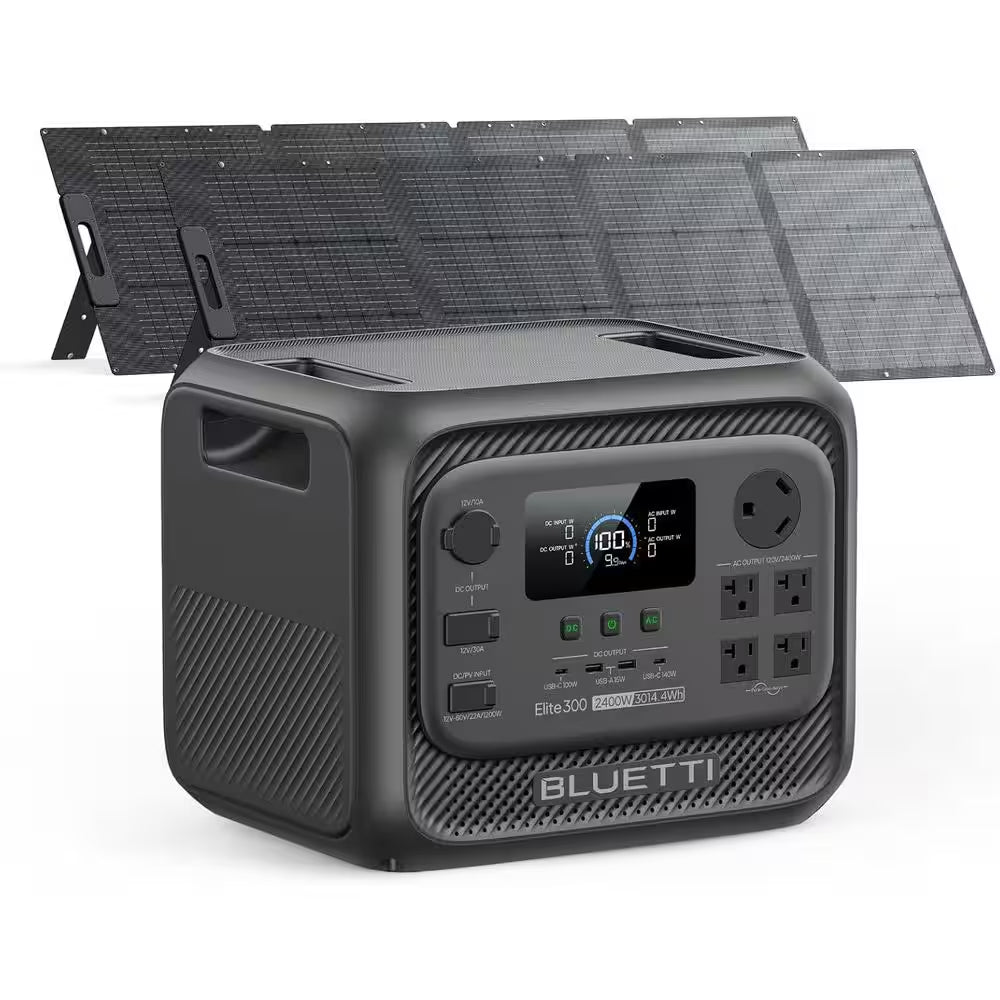 2400W Output 3014Wh Power Station Lifepo4 Battery Generator with 2*200W Solar Panels for Home Backup and Rvs