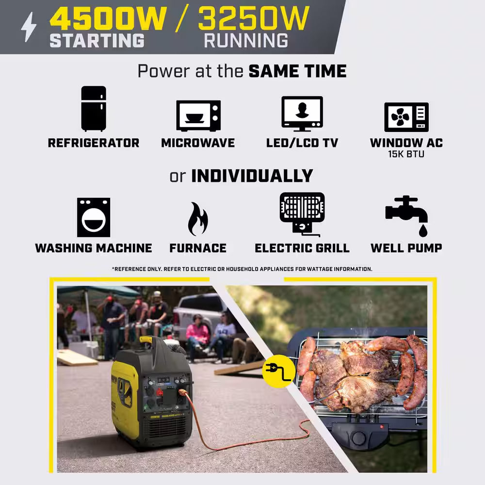 4500/3250-Watt Recoil Start Gasoline/Propane Powered Dual Fuel Inverter Generator with Quiet Technology and CO Shield