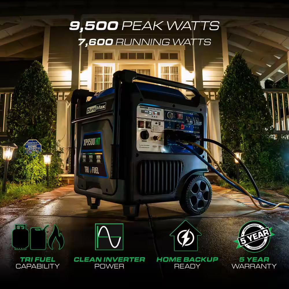 9,500 Watt Remote Start Quite Low THD Portable Tri-Fuel Inverter Generator