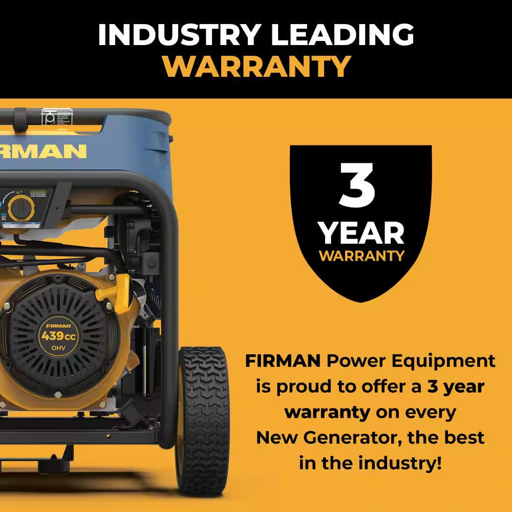 10,000-Watt/8,000-Watt Tri-Fuel Portable Generator with Electric Start, Transfer Switch Outlet and CO Alert Technology