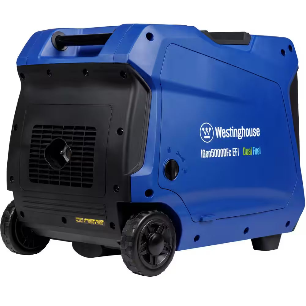 5,000-Watt Dual Fuel Gas and Propane Powered Portable Inverter EFI Generator with Remote Electric Start, LED Data Center