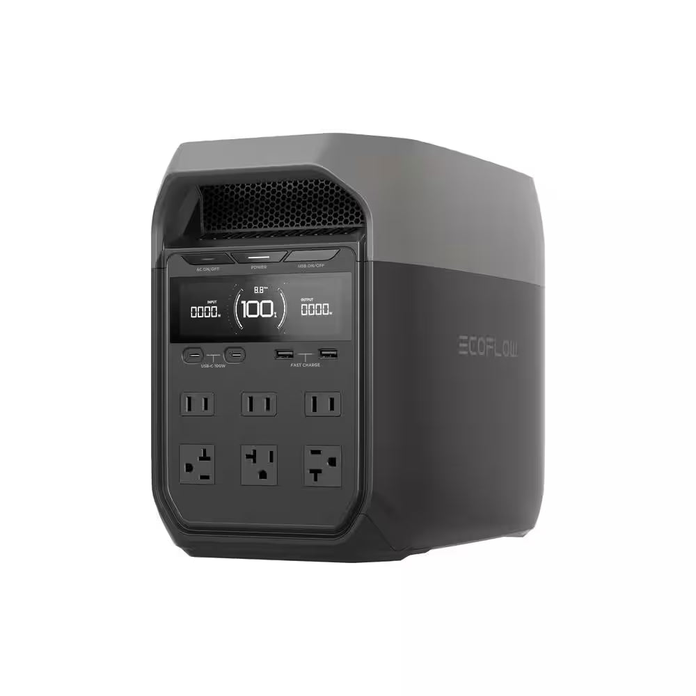 3000W Delta 3 Max plus with Extra Battery, Total 4096Wh Capacity, Push-Button Start Battery Generator LFP Power Station