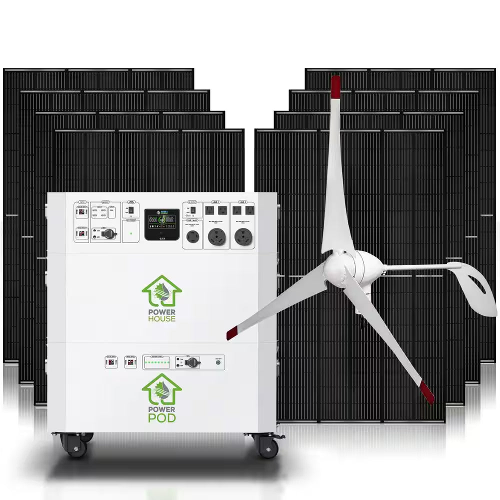Powerhouse Gold plus 7,200-Watt Electric Switch Solar Generator with (4) 410W Panels and Wheels