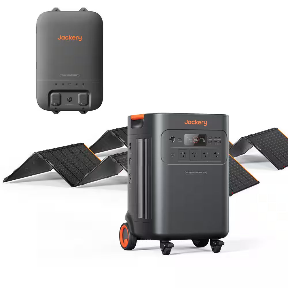 7200-W/14400-W Peak Solar Generator 5000-Plus Push Button Start W/ Smart Transfer Switch and 2-Piece 500X